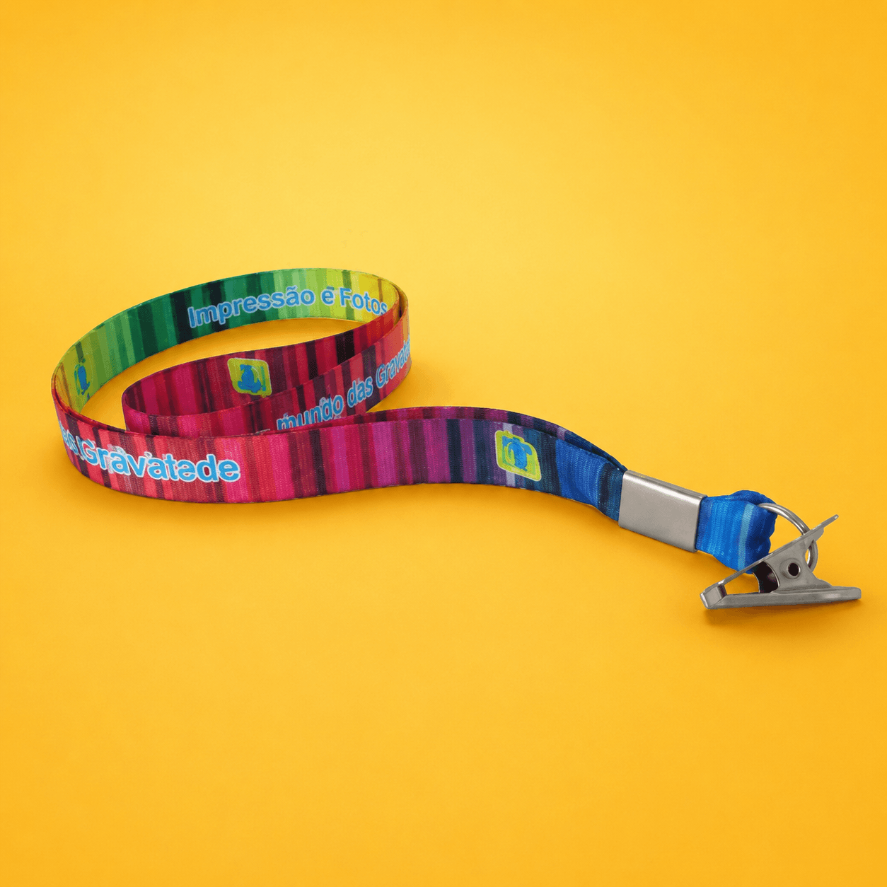 Cordão Personalizado Digital 0,80 cm x 15mm com Clips de Metal