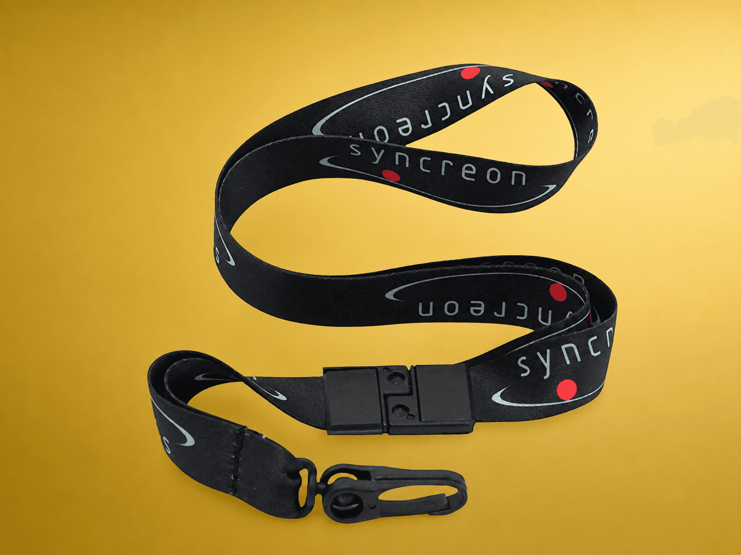 Cordão Personalizado Digital 0,80 cm x 15mm com Clips e Fixador de Plástico e Trava de Segurança